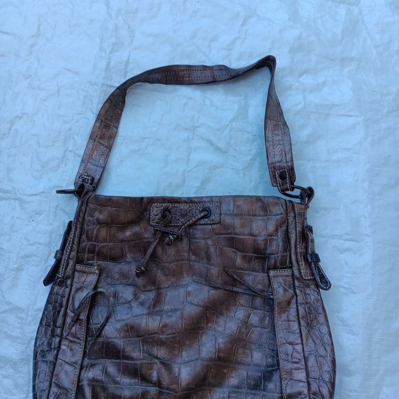 Marco Buggiani Handbags - Elegant Brown Crocodile-Embossed Women's Bag